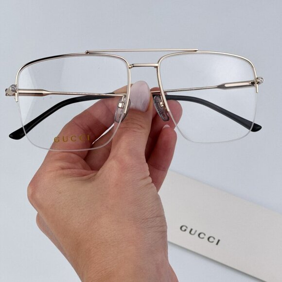Gucci GG1415O 001 BRAND NEW Eyeglasses Gold Pilot Women